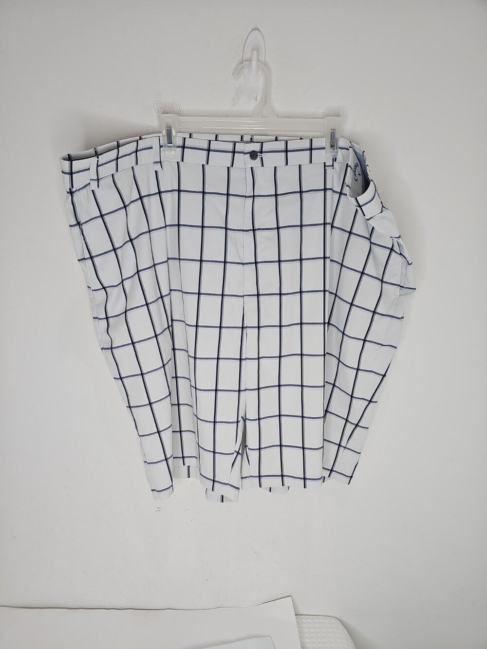 Callaway Men's plaid golf shorts active waistband White black ,50